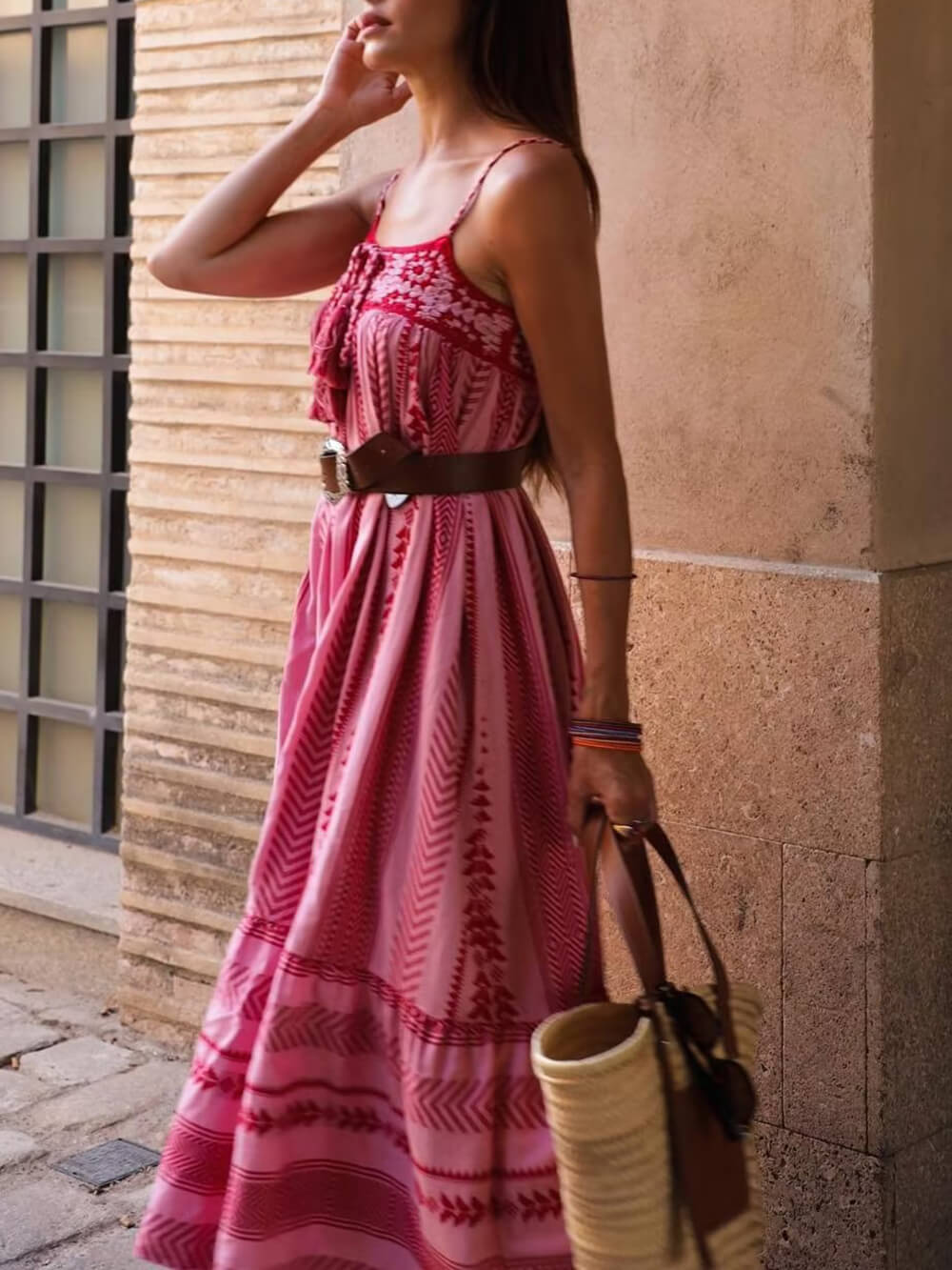 Ethnic Style  Knitted Slip Maxi Dress