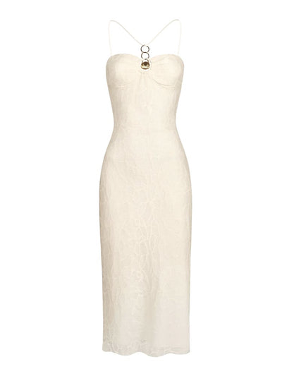 White Romantic Jacquard Dress