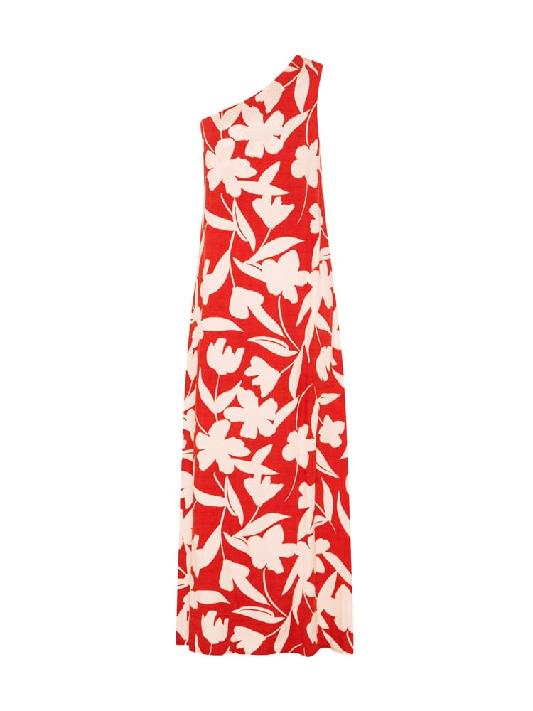 One-Shoulder Tie Maxi Dress In Valencia