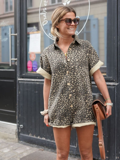 Mini Cheetah Printed Romper