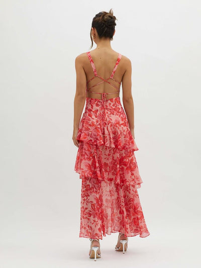 Strappy Back Ruffle Maxi Dress